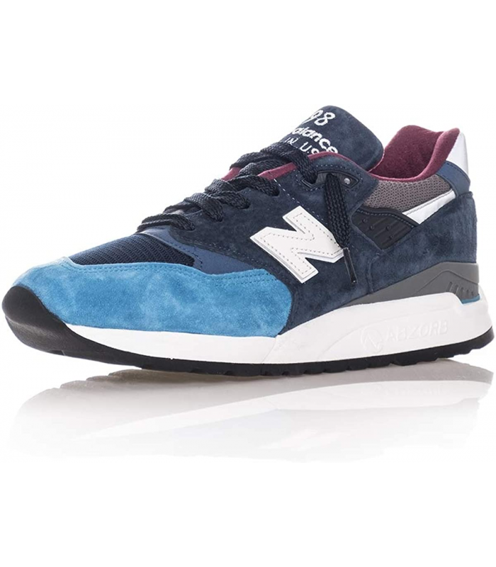 New Balance Fabriqué aux États-Unis. Baskets en Daim Grises pour Dames Bleues 998
