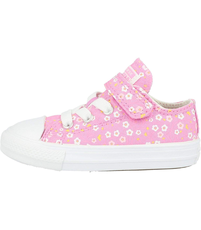 Converse Chuck Taylor All Star 1V Ox Ditsy Floral Rose/Blanc (Peony Pink/White) Toile Bambin Formateurs Chaussures