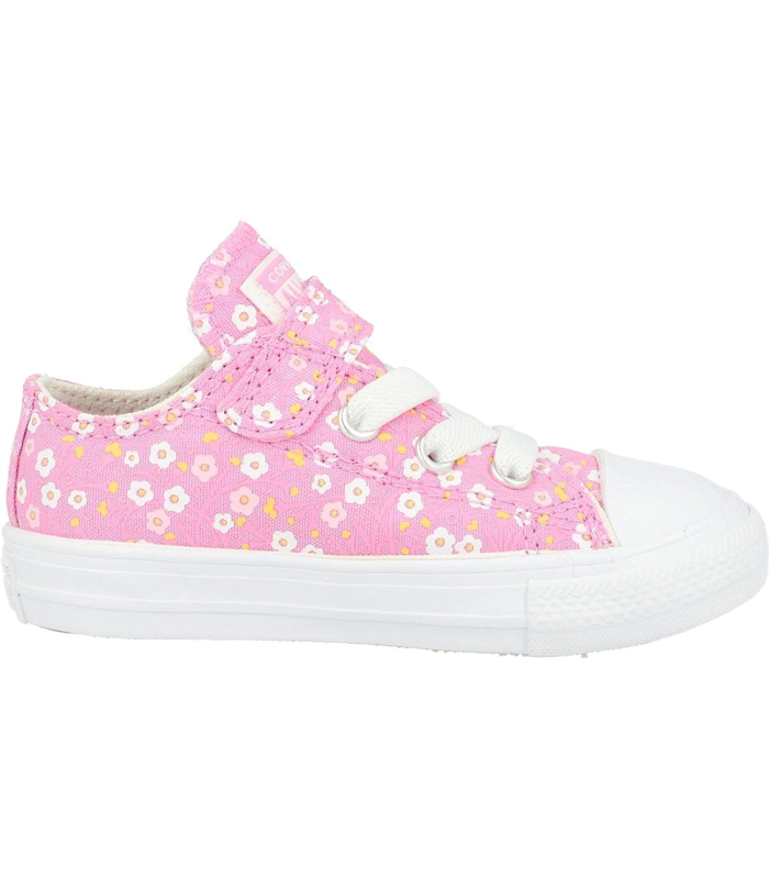 Converse Chuck Taylor All Star 1V Ox Ditsy Floral Rose/Blanc (Peony Pink/White) Toile Bambin Formateurs Chaussures
