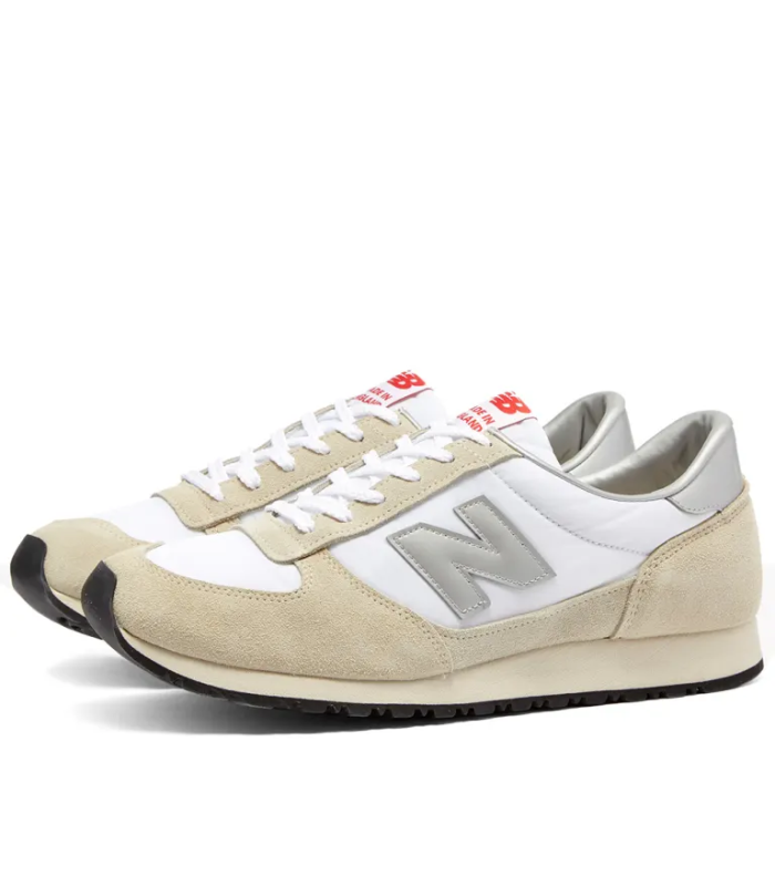 New Balance Made in England MNC - Baskets en Daim Beige, Blanc et Argent
