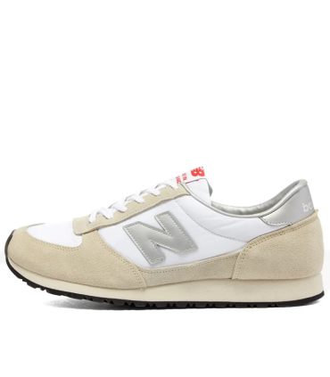 New Balance Made in England MNC - Baskets en Daim Beige, Blanc et Argent