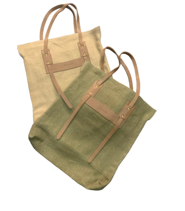 Pare Gabia Cabas en Toile de Jute et Cuir