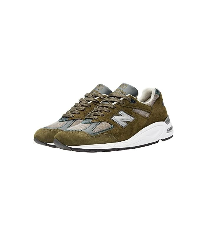 NEW BALANCE UOMO M990 MADE IN USA DSU2 SNEAKERS VERDE MILITARE CAMOSCIO-TESSUTO FALL-WINTER 2016