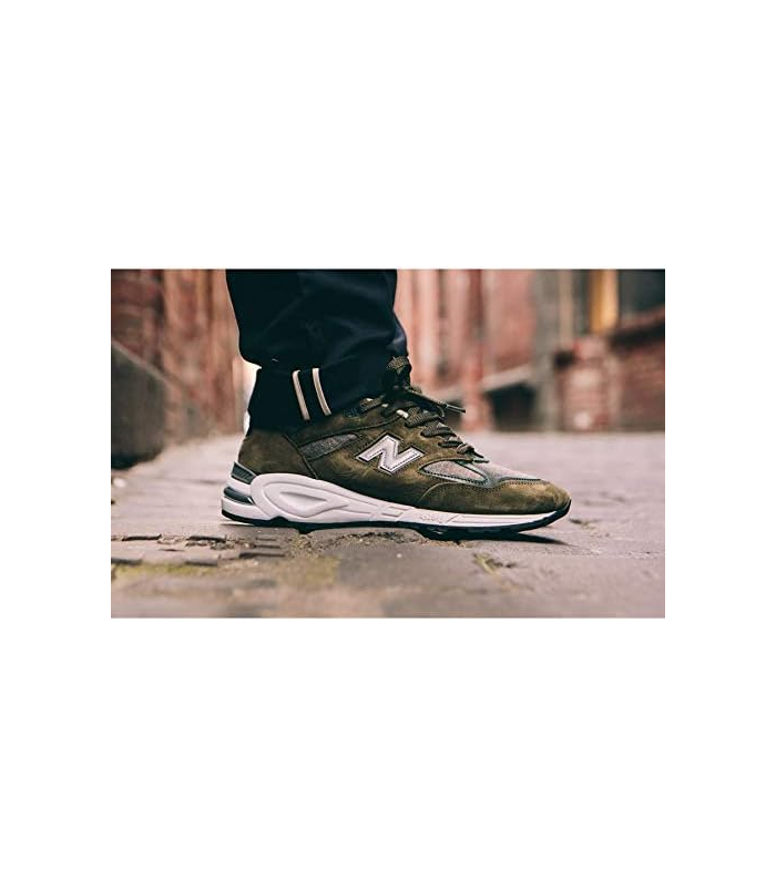 NEW BALANCE UOMO M990 MADE IN USA DSU2 SNEAKERS VERDE MILITARE CAMOSCIO-TESSUTO FALL-WINTER 2016