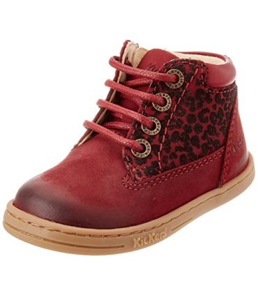 KICKERS Bébé Fille TACKLAND Plat Oxford, Bordeaux Leopard, 22 EU