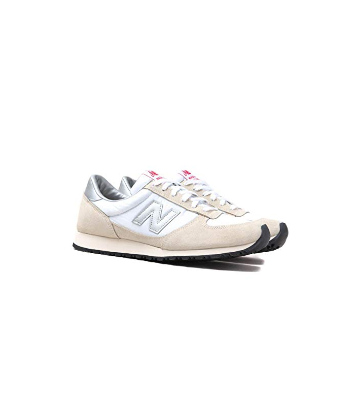 New Balance Made in England MNC - Baskets en Daim Beige, Blanc et Argent
