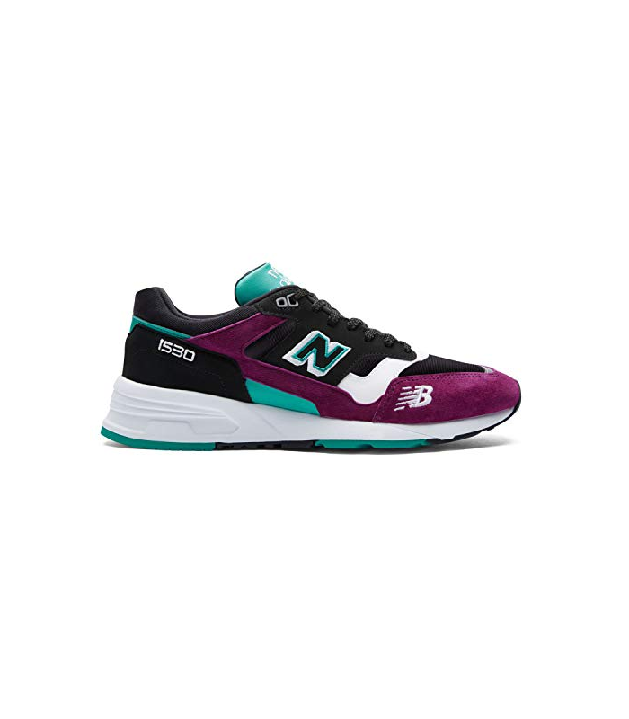 New Balance 1530 Made in England Baskets en Daim Noires, Violettes et Turquoise