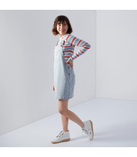 Kickers Pinafore Dress, Robe Femme, Bleu Clair, S - Livraison Gratuite