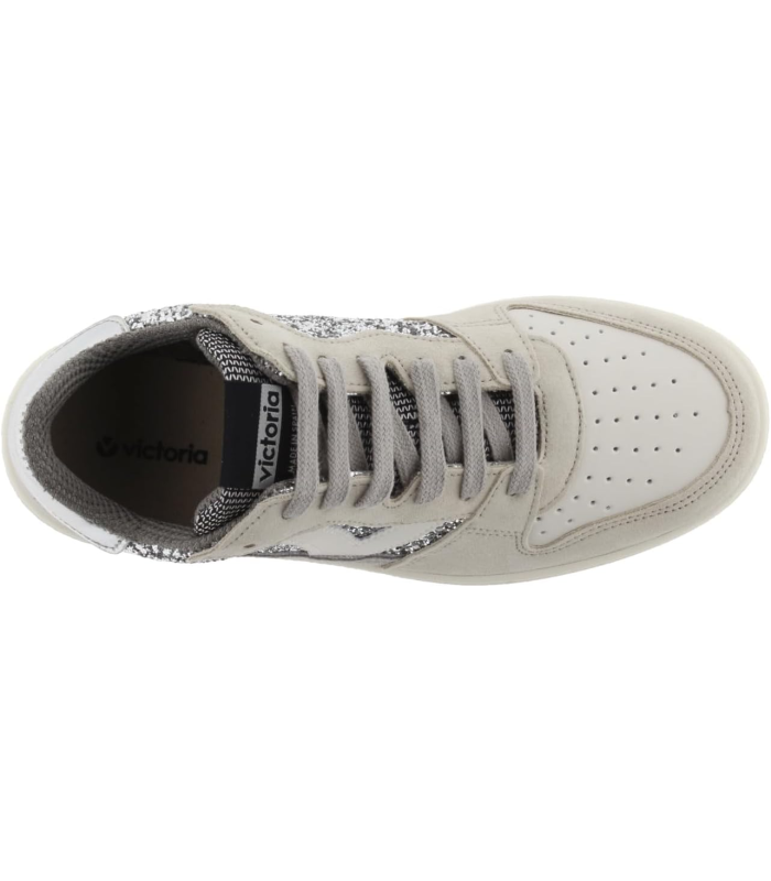 Victoria Basket Basse Madrid Paillettes Cuir gris Arrière Métallisée
