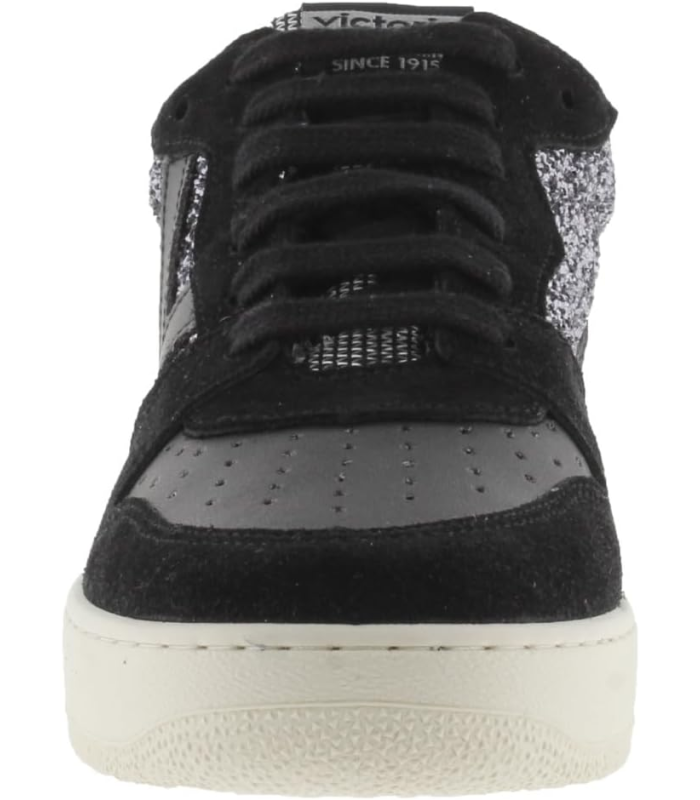 Victoria Basket Basse Madrid Paillettes & Pièces en Croûte De Cuir & Arrière Métallisée 1258261 pour Femme