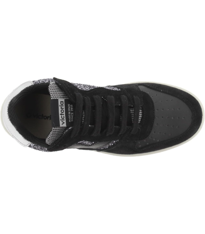 Victoria Basket Basse Madrid Paillettes & Pièces en Croûte De Cuir & Arrière Métallisée 1258261 pour Femme