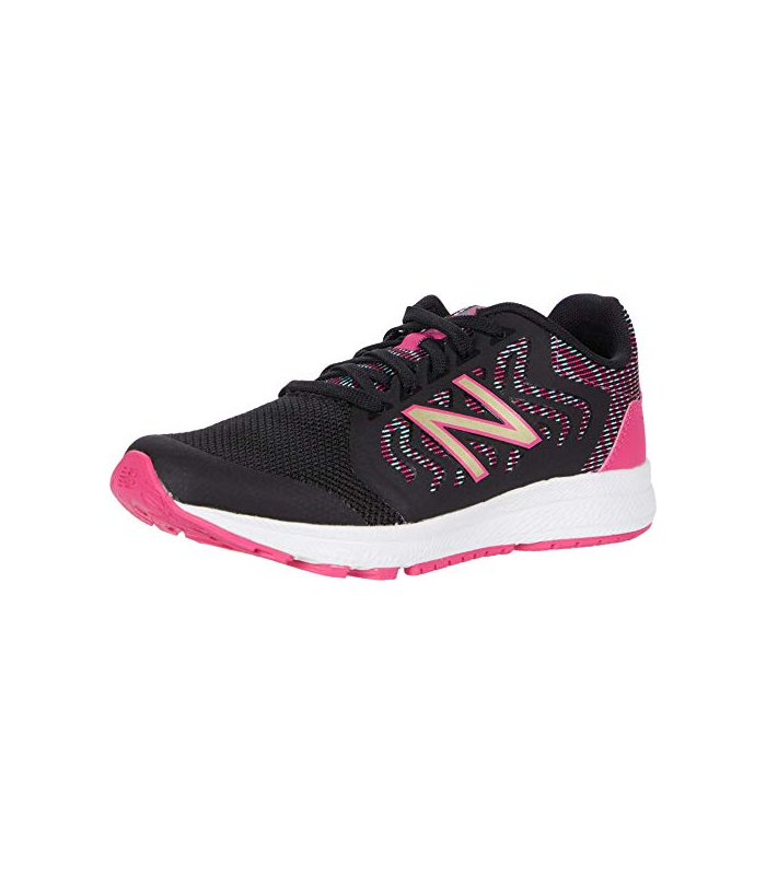 New Balance Girls' 519v2 Running Shoe, Black/Bali Blue/EXHUBERANT Pink, 5 M US Big Kid