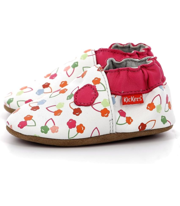 Kickbaby, Chaussons Fille, Blanc Cerise