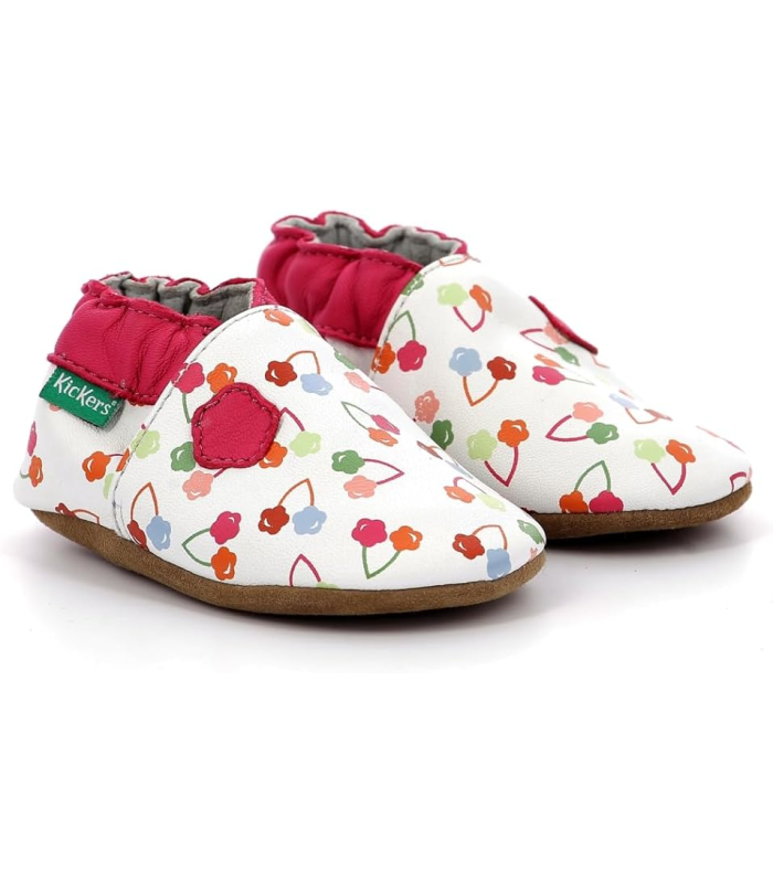 Kickbaby, Chaussons Fille, Blanc Cerise