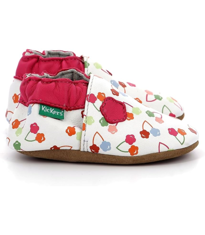 Kickbaby, Chaussons Fille, Blanc Cerise