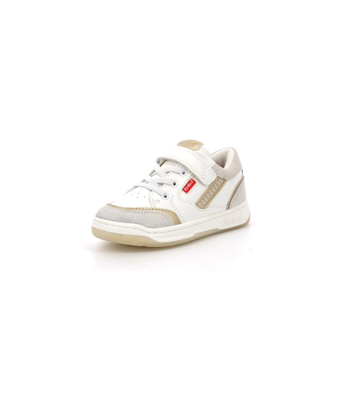 KICKERS Mixte Enfant Kouic, Blanc Argent Or, 34 EU