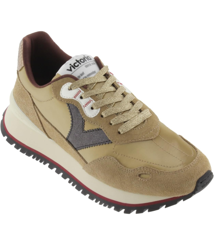 Victoria Basket Basse Viento Nylon Métallisé & Pièces en Croûte De Cuir Assorties & Semelle Crantée 1157115 pour Femme