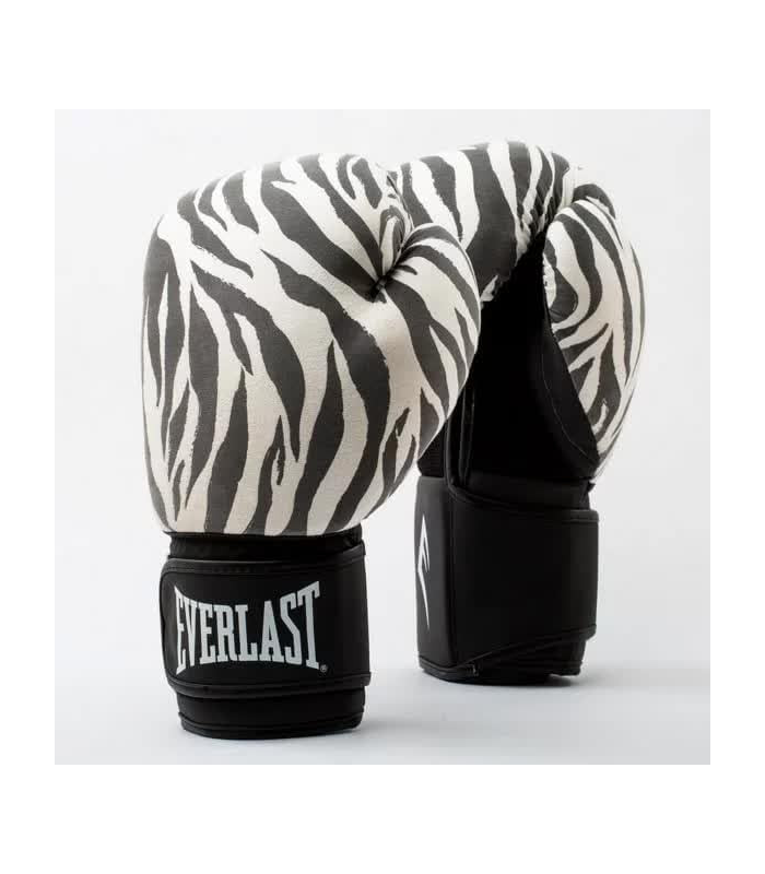 Everlast Gants de Boxe Spark Unisexe Adultes, Motif Zèbre, Noir et Blanc 12OZ
