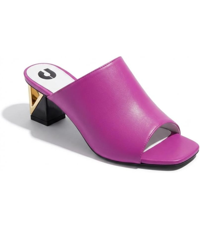 Charles Jourdan la Mandragore Mules à Talon Sculptural, Cuir Violet Lucide