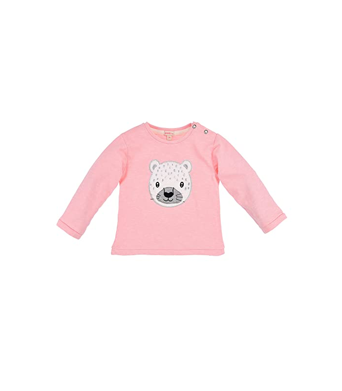 Bondi T-Shirt Bébé à Manches Longues, Rose Pâle avec Motif Ours Mignon, Coton, 68 (3-6 Mois)