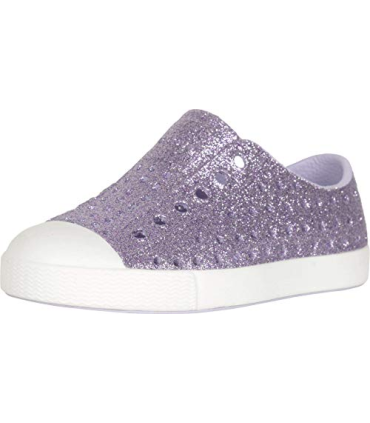 Native Kids Shoes Girl's Jefferson Bling Glitter (Toddler/Little Kid) Powder Bling/Shell White 8 Toddler