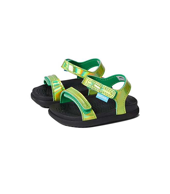 Native Chaussures unisexe enfant Charley Hologram (tout-petit), Hologramme vert pique-nique / Jiffy Black/Jiffy Black, 6 Toddler