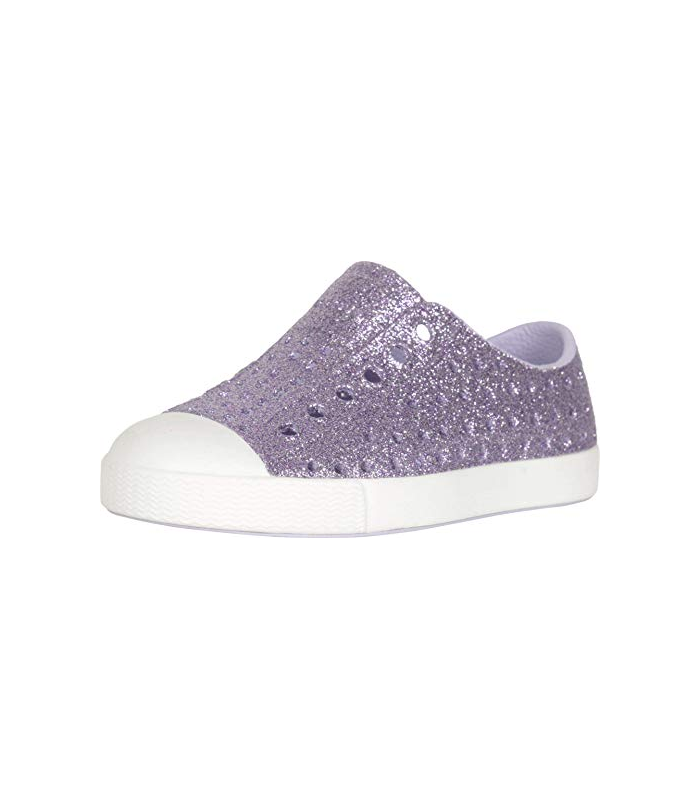 Native Kids Shoes Girl's Jefferson Bling Glitter (Toddler/Little Kid) Powder Bling/Shell White 8 Toddler