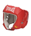 Everlast Casque de Boxe Amateur de Compétition, Rouge, Taille M, Cuir Synthétique, Protection Professionnelle avec Sangle Ajusta