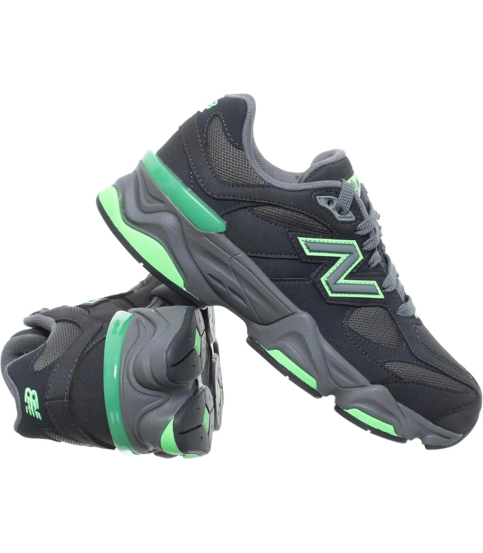 New Balance Chaussures de Sport GC9060JC, Noir et Gris avec Accents Verts, Semelle AbzorB