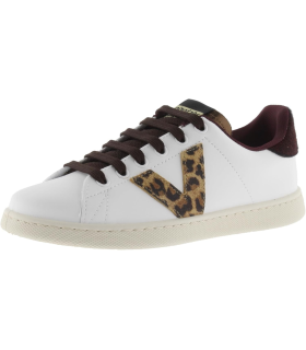 Victoria Basket Basse Tenis Effet Cuir & Logo Imprimé Animal & Pièces en Contraste 1125316 pour Femme