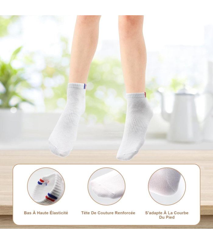 Knyll 8 Paires Chaussettes Sport Homme Femme 38-42 Chaussettes Basses