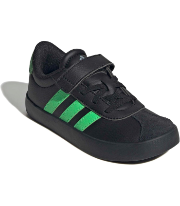 adidas Mixte Enfant VL Court 3.0 Hook and Loop Kids Shoes, Core Black/Screaming Green/Carbon, 32 EU