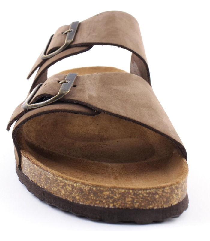 Casual Sandales en cuir nubuck pour homme - Mules en cuir véritable avec semelle en liège - Fabriquées en Espagne