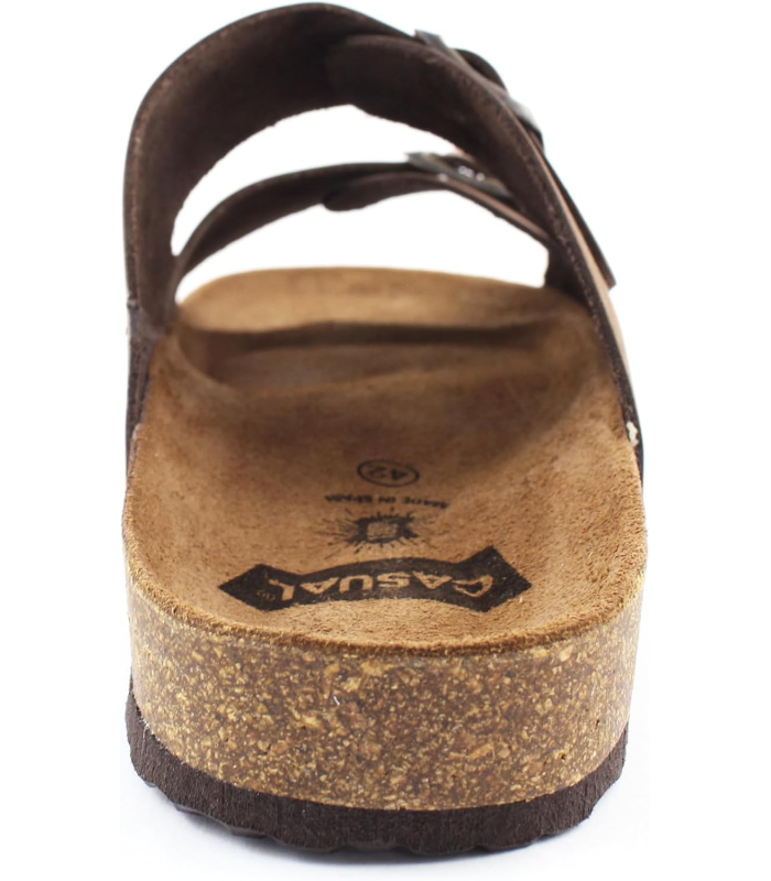 Casual Sandales en cuir nubuck pour homme - Mules en cuir véritable avec semelle en liège - Fabriquées en Espagne