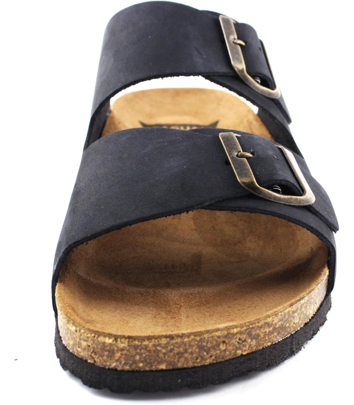Casual Sandales en cuir nubuck pour homme - Mules en cuir véritable avec semelle en liège - Fabriquées en Espagne