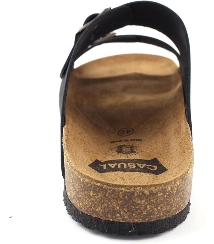 Casual Sandales en cuir nubuck pour homme - Mules en cuir véritable avec semelle en liège - Fabriquées en Espagne