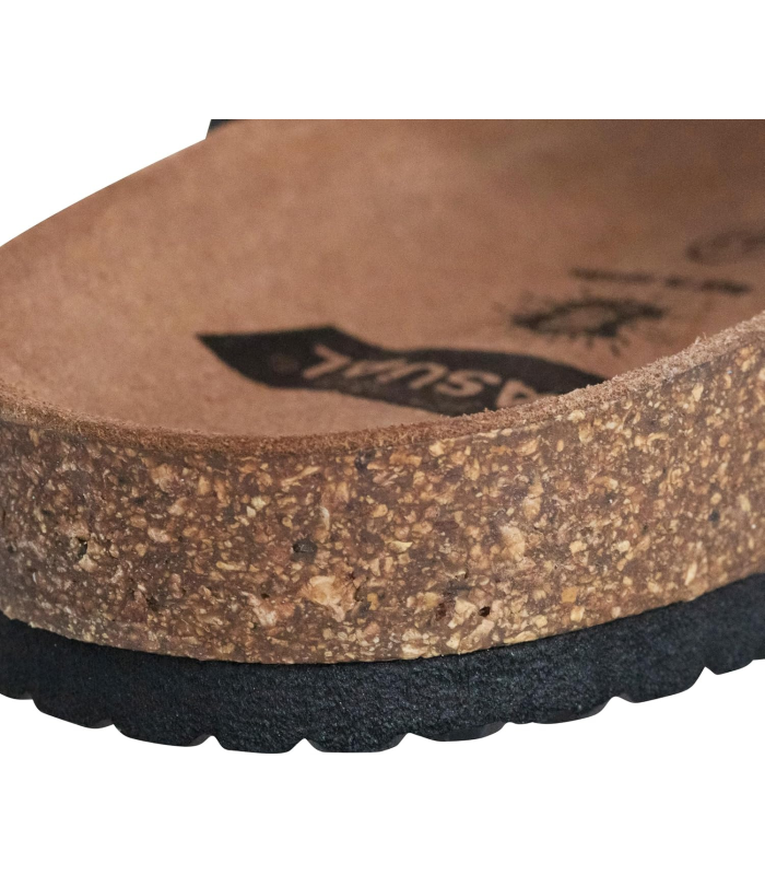 Casual Sandales en cuir nubuck pour homme - Mules en cuir véritable avec semelle en liège - Fabriquées en Espagne