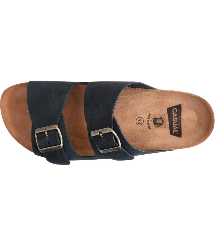Casual Sandales en cuir nubuck pour homme - Mules en cuir véritable avec semelle en liège - Fabriquées en Espagne